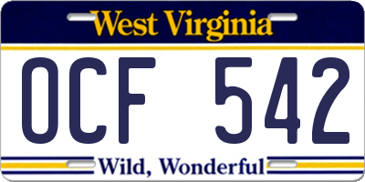 WV license plate OCF542