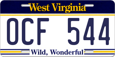 WV license plate OCF544