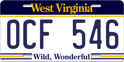 WV license plate OCF546
