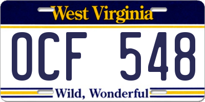 WV license plate OCF548