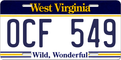 WV license plate OCF549