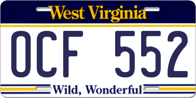 WV license plate OCF552