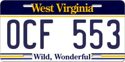 WV license plate OCF553