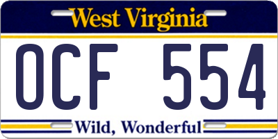 WV license plate OCF554