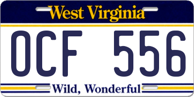 WV license plate OCF556