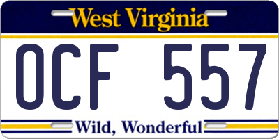 WV license plate OCF557