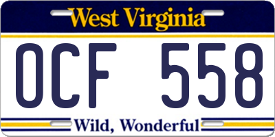 WV license plate OCF558