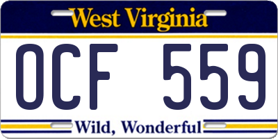 WV license plate OCF559