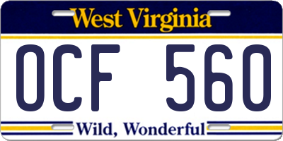 WV license plate OCF560