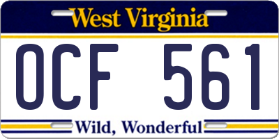 WV license plate OCF561