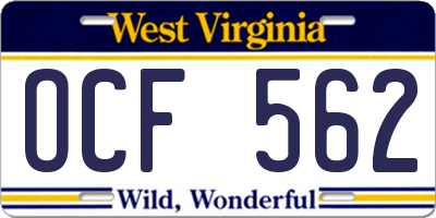 WV license plate OCF562