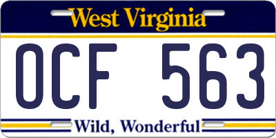 WV license plate OCF563