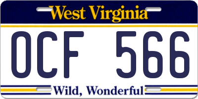 WV license plate OCF566