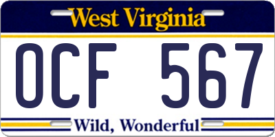 WV license plate OCF567
