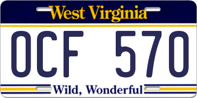 WV license plate OCF570