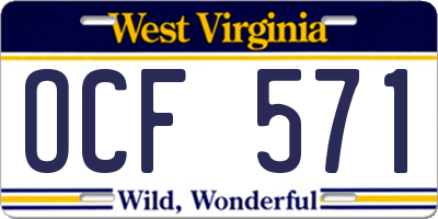 WV license plate OCF571