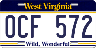 WV license plate OCF572