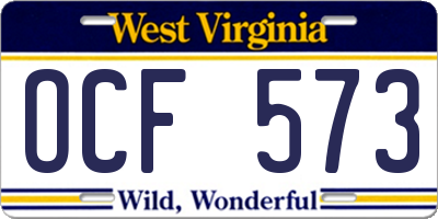 WV license plate OCF573