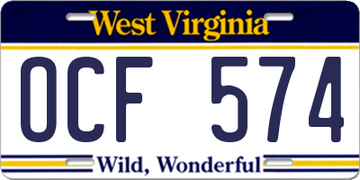 WV license plate OCF574