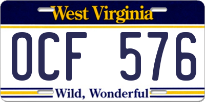 WV license plate OCF576
