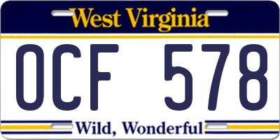 WV license plate OCF578