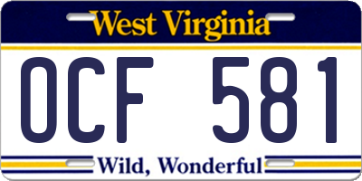 WV license plate OCF581