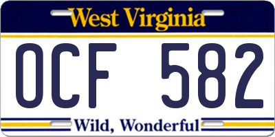 WV license plate OCF582