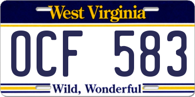 WV license plate OCF583