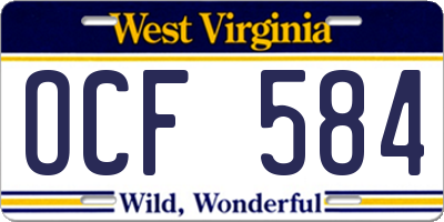 WV license plate OCF584