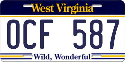 WV license plate OCF587