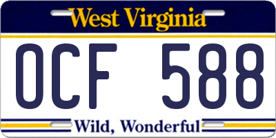 WV license plate OCF588