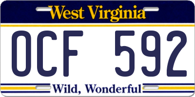 WV license plate OCF592