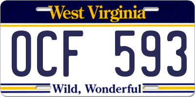 WV license plate OCF593