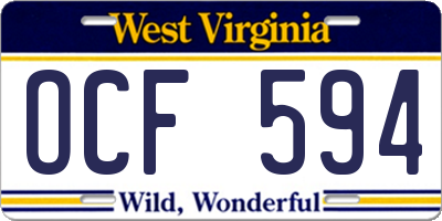 WV license plate OCF594
