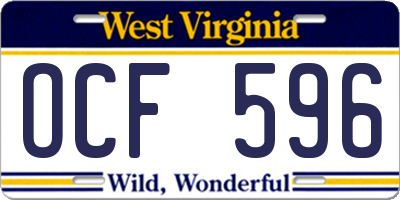 WV license plate OCF596