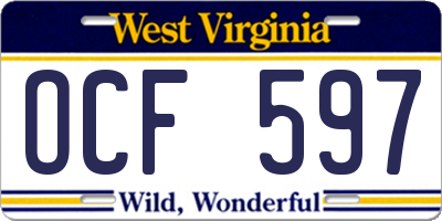 WV license plate OCF597