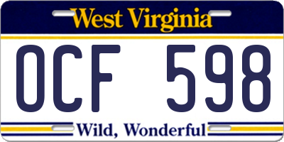 WV license plate OCF598