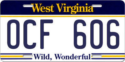 WV license plate OCF606