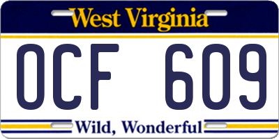 WV license plate OCF609