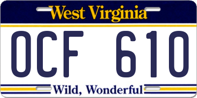 WV license plate OCF610