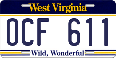 WV license plate OCF611
