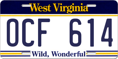 WV license plate OCF614
