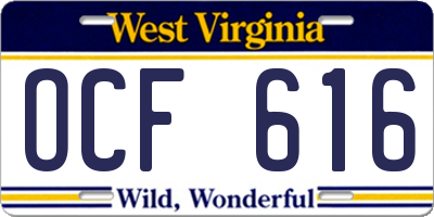 WV license plate OCF616