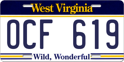 WV license plate OCF619
