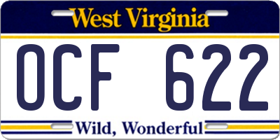 WV license plate OCF622