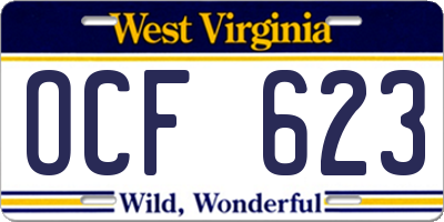 WV license plate OCF623