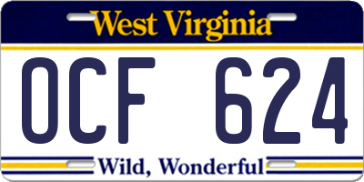 WV license plate OCF624