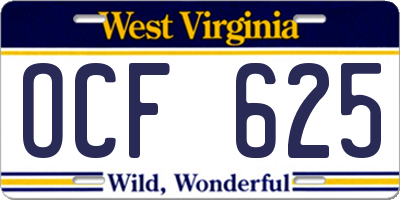WV license plate OCF625