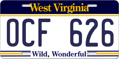 WV license plate OCF626
