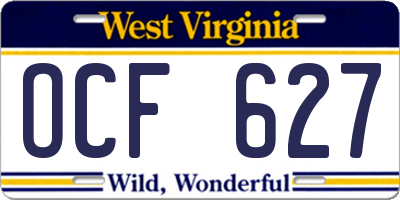 WV license plate OCF627